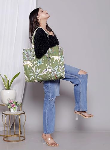 Bolso Tote de Algodón Acolchado para Mujer, 18 Pulgadas miniatura 2