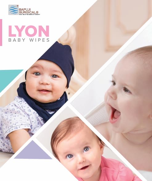 Image of Lyon baby wet wipes with lid | 80 x 5-400 wipes | Enriched with aloe vera and vitamin E | Paraben - free and alcohol - free | Extra thick & moist wet wipes for baby's | 95% Pure Water (Pack of 5)