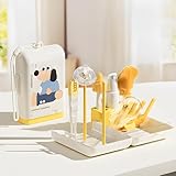 Kesttenn 10-in-1 Baby Bottle Brush Set with Drying Rack & Soap Dispenser, All-in-One Silicone Cleaning Kit for Travel, Includes Nipple & Straw Brushes