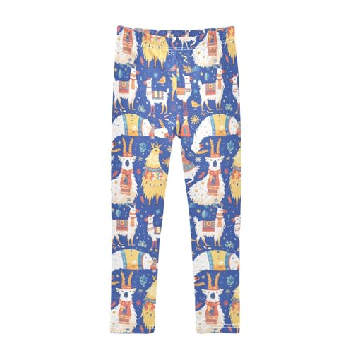 Christmas Llamas Pattern Kids Baby Girls Cotton Leggings Stretch Full Length Dance Pants Sports