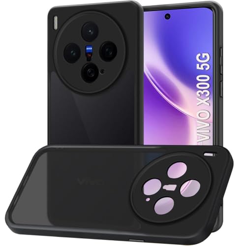 Image of TheGiftKart Hybrid Shockproof Back Cover Case for Vivo X300 5G | Hard Back Cover Case for Vivo X300 5G (PC & TPU, Translucent Smoke Matte Back, Black Sides)