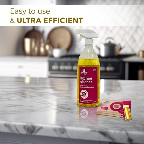 Image of Ecosys 1L Kitchen Cleaner Capsules With Refillable Spray Bottle |Eco-Friendly Cleaner for Kitchen Surface, Mixer, Grinder, Exhaust Fan, Chimney |Effective Kitchen Cleaner-Pack of 1|1 Pack =1L