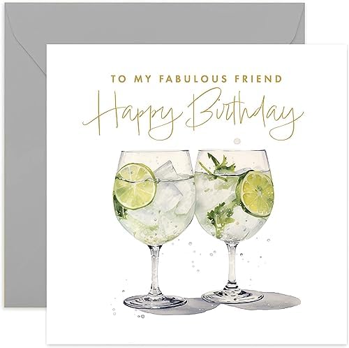 Old English Co. Fabulous Friend Birthday Card for Her - Gin and Tonic ...