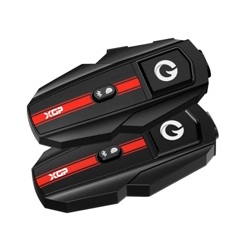 XGP Motorcycle Helmet Bluetooth Headset Intercom Communication Systems, 2 Riders Music Sharing/IP67 Waterproof/Noise Cancellation, Fit for ATV/Snowmobile, 2...