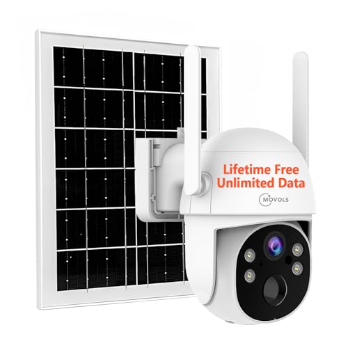 Cámara de seguridad solar celular 4G-LTE de datos de por vida, inalámbrica, para exteriores: sin tarifas mensuales, datos ilimitados, cámara PTZ de vigilancia 2K para monitoreo remoto sin WiFi