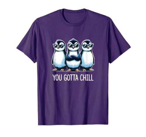 You Gotta Chill - Cool Penguins - T-Shirt, Men, Purple, 3X-Large