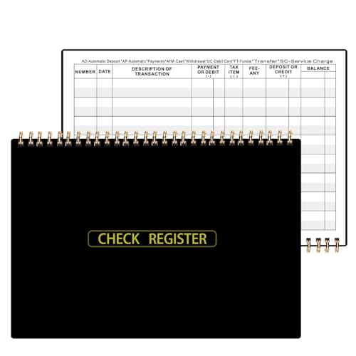 Dayvorax Print Checkbook Register - Check Registers Book, 5-7/8" x 8-1/2", Large Print, Easy-to-Read, Spiral Bound, 60 Pages for Personal Checkbook, Easy Transaction Reference