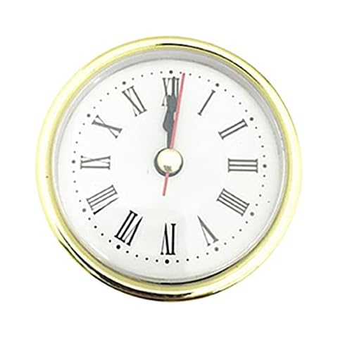 Benoon 2.56 Inch (65 mm) Roman Numeral Quartz Clock Insert with Gold Trim, Miniature Clock Fit Up Gold Tone Dial for Bedroom Golden, M Cover
