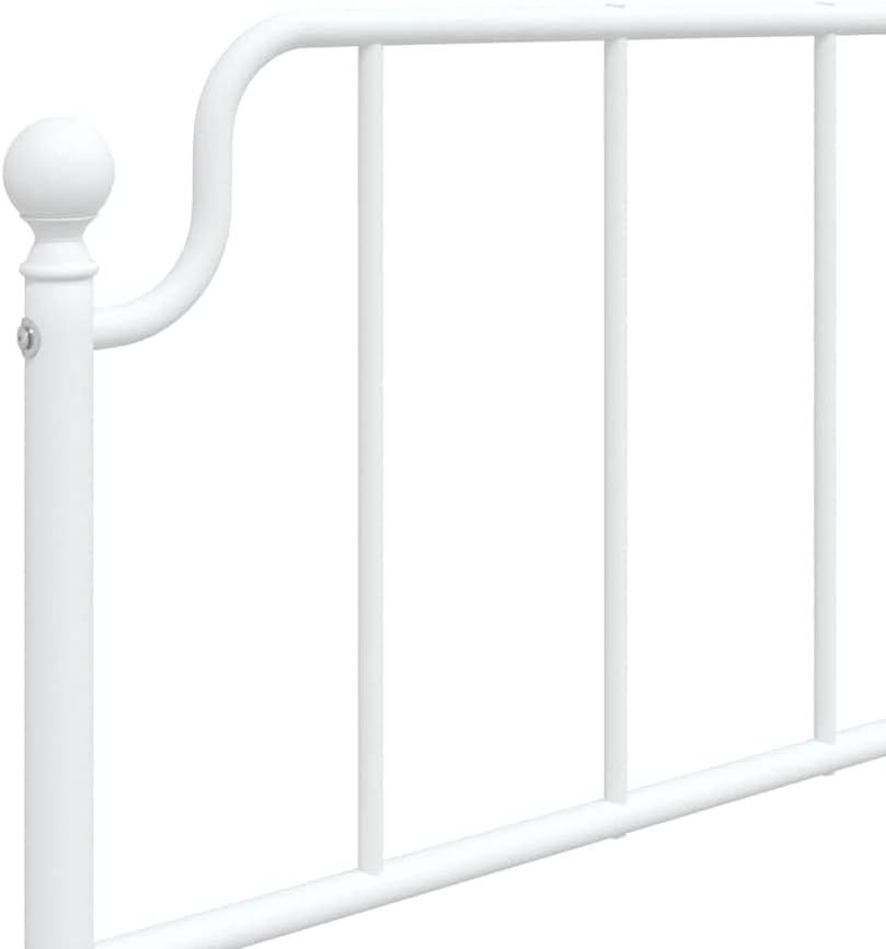 vidaXL Twin Metal Bed Frame with Headboard and Footboard, Under Bed Storage Space, Sturdy Steel Construction and Easy Assembly, Minimalist Style, White, 12'' High, Without Mattress