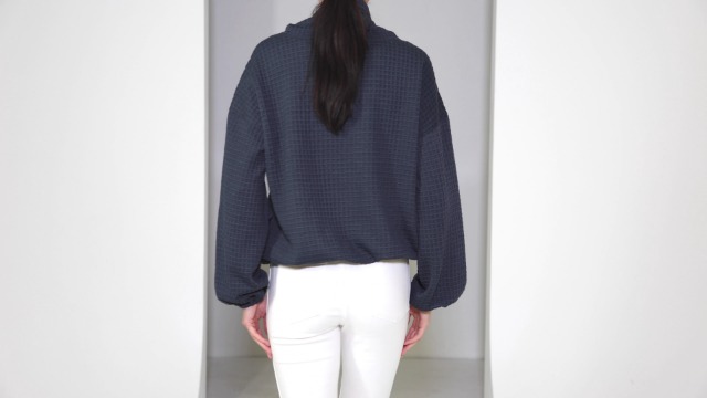 青様おまとめWAFFLE LIKE PUFF SLEEVE KNIT Max Studio Women's Cowl Neck Long Sleeve Waffle Knit