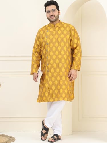 Image of SOJANYA Plus(Since 1958) Men's Pure Cotton Kurta with White Embroidery