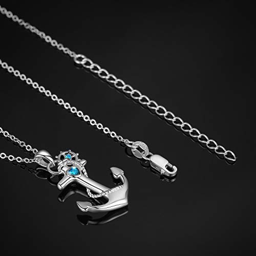 Cuoka Sterling Silver Anchor Pendant Necklace - Sailor Nautical Jewelry for Women4