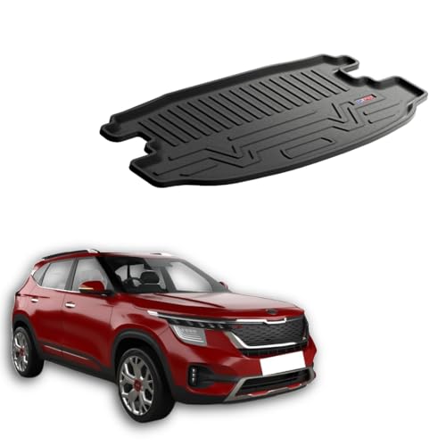 Image of 3D TPE Car Boot Mat for Seltos (2019-2025) Custom Fit, Heavy Duty & Anti-Slip Boot Mat | All Weather Resistant, Waterproof & Dustproof Trunk Liner, Car Dicky Mat for Seltos