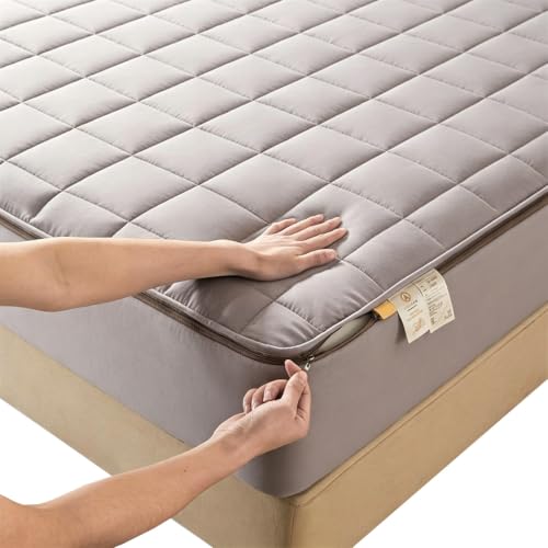 Housse de matelas imperméable 180x200x20 cm matelassée et déhoussable grise