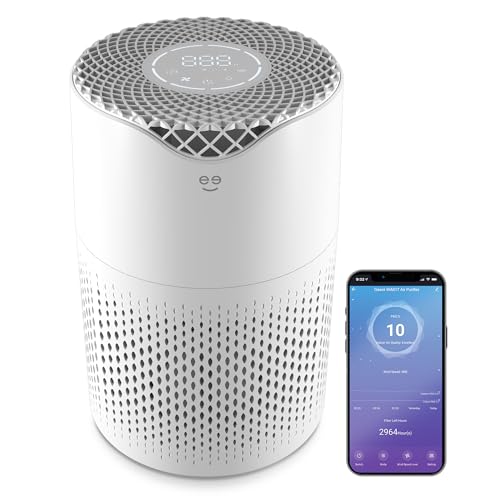 Geeni Air Purifier for Home - Hepa Air Filter for Pet Dander, Smoke, Allergies, Dust, Odor Eliminator, Medium Size Room Air Cleaner up to 585 Square Feet, Wifi Control, Alexa, Google Home Compatible