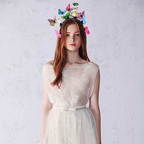 Lurrose Simulation Butterfly Headband 3D Butterfly Hairband Party Hair Accessories Festival Headband for Woman Girls Kids (Colorful) - Image 4