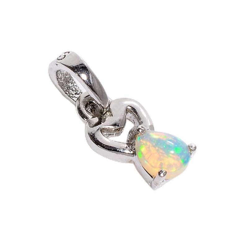 Pendentif opale éthiopienne naturelle poire 5x4mm et argent 925 pour femme