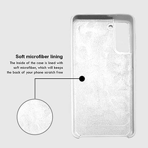 Image of LIRAMARK Liquid Silicone Soft Back Cover Case for Samsung Galaxy S21 Ultra (White)