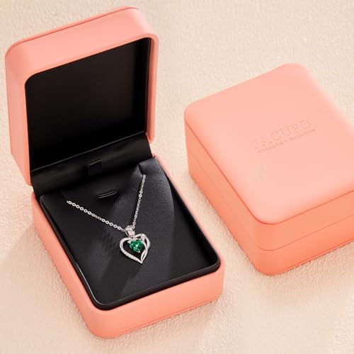 Image of Heart Birthstone Necklace for Women I Love You