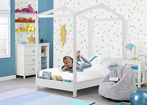 Delta Children Poppy House Wood Twin Bed, Platform Bed - No Box Spring Needed, Bianca White #TOP1