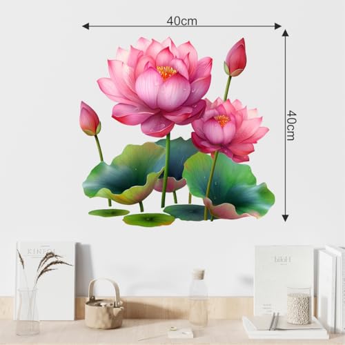 Image of Decal O Decal Elegant Lotus Flower Wall Sticker for Living Room & Bedroom Self Adhesive Wall Sticker