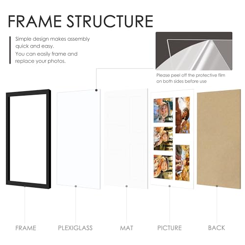 Image of DUENPY 10.5x13 Picture Frame 5-Opening 3.5x5 Collage Picture Frame Displays Five 3.5x5 inch Photos Collage Wall Decor Wall Hanging or Tabletop Black