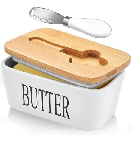 Mantequillera de Porcelana, Recipiente Mantequilla con Multifuncional Cuchillo Para Mantequilla, Butter Dish Adecuado Para uso en Cocinas DoméSticas, Restaurantes y Almacenamiento de Mantequilla