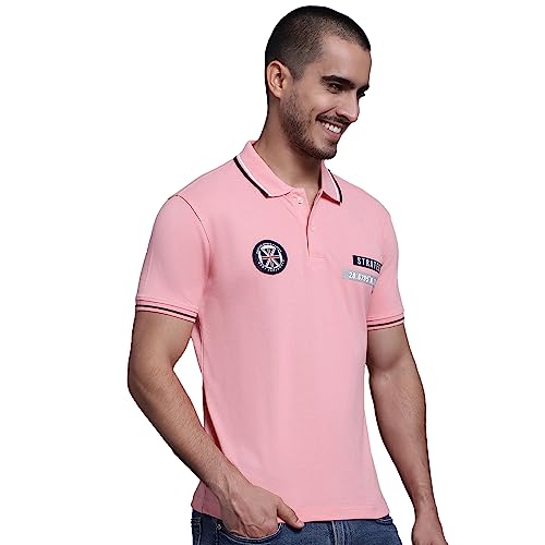 Image of Cantabil Men Cotton Blend Polo Neck Half Sleeve Solid T-Shirt (P MTSH00248)
