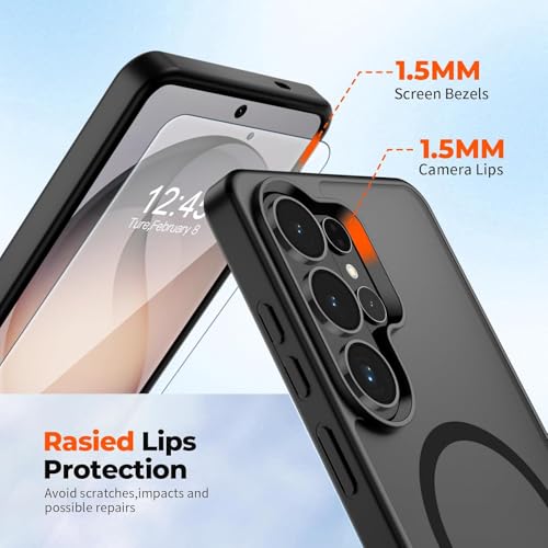 Image of MagPro case for Samsung Galaxy S26 Ultra 5G | MagSafe Compatible Protective Cover Strong Magnetic Adsorption Shockproof Armor Scratch Resistant Polycarbonate HardBack | Translucent Matte Black