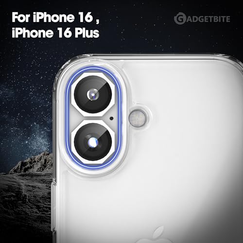 Image of GadgetBite Snaptra Octagon Lens Protector Compatible With iPhone 16 & iPhone 16 Plus - 9H Tempered Glass Camera Cover with Metal Ring, Scratch-Resistant,Camera Lens Protection -Silver