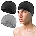 COMNICO 2 Pcs Men Skull Caps Beanie Multifunctional Sleep Hats Breathable Headwear Sweat Absorbent Liner Cap for Men Women (Black+Light Grey)