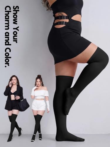 Image of Apoway 6 Pairs Plus Size Thigh High Socks Warm Thigh High Stockings Over the Knee Socks for Women, L-XXL
