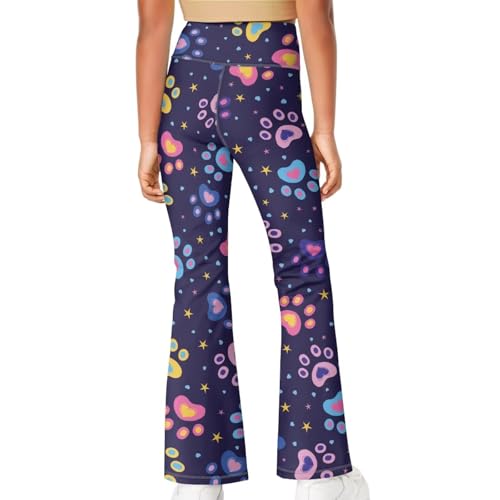 Dog Paw Print Children's Flared Yoga Pants Kids' Long Pants Casual Active Leggings Bell Bottoms Bootcut Pant High Waist4