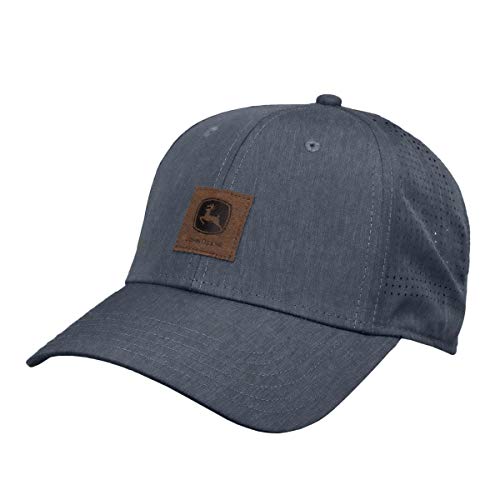 John Deere Tractors Men s Small Leather Patch Performance Hat, Light Blue