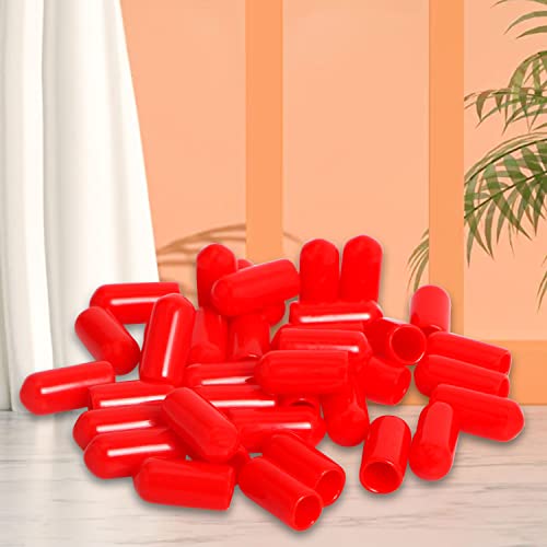 Image of 50PCS ID6mm(1 /4 inch) red PVC Rubber end caps, Vinyl Flexible end caps, Round Pipe end caps, Bolt Thread Protector Safety caps