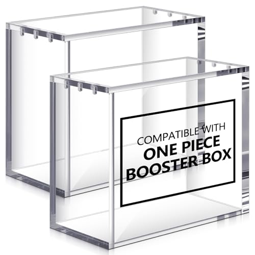 Cinnvoice 2 Pcs Acrylic Booster Box Display Case Magnetic Compatible with English OP-04 to OP-16 TCG Booster Box Protective Case 4mm Thick Closure Protector Gifts for Collectors Cards Not Included