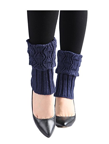 uxcell Women's Knitted Design Solid Warm Thick Knee High Length Ribbed Leg Warmers