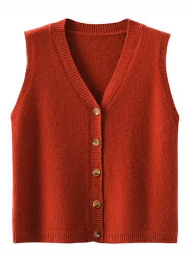 Image of Wowcarbazole Womens Sweater Vest Sleeveless Knit V Neck Summer Tops Trendy Casual Button Down Slim Fitted Ribbed Vest