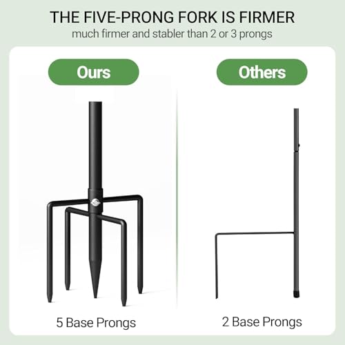Image of Shepherd Hook for Outdoor, Heavy Duty Bird Feeder Pole with 5 Prong Base, Adjustable Height Bird Feeder Stand Ideal for Hanging Bird Feeders, Plant, and Garden Decorations