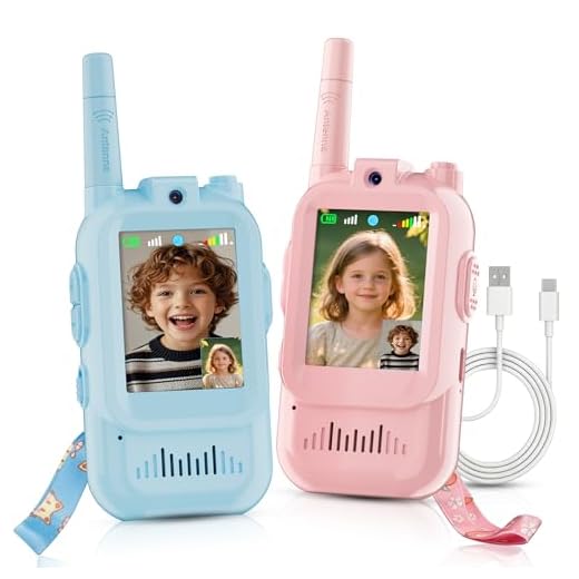 Walkie Talkie for Kids with Video: 2 Pack Rechargeable Toddler Toys with HD Camera & Voice Changer, Long Range Gift Toys for Boys & Girls Ages 3-8 for Outdoor Play, Camping, Travel, Hiking (Blue-Pink)