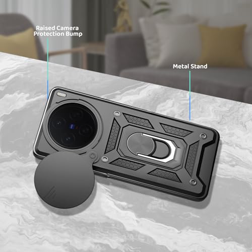 Image of Tough Armor Bumper Back Cover Case for Vivo X200 5G | Sliding Camera Cover, Kickstand & Ring Holder 360 Degree Protection Back Cover Case for Vivo X200 5G