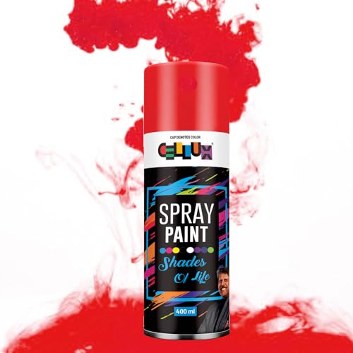 Image of Cellux 2X Ultra Cover Fluorescent Red Spray Paint | DIY, Quick Drying with Premium Gloss Finish for Metal, Wood, Wall & other Surfaces - 400 ML