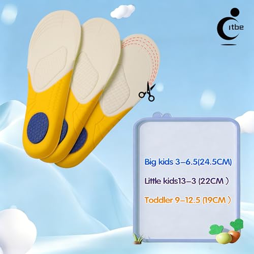Image of Kids Insoles 2 Pairs, 4D Shoe Inserts for Children Daily Athletic Sneakers | Kids Premium Foam Shoe Insoles, Comfort Breathable Cut-to-Fit Replacement Inserts, Ideal for Kids Daily Walking & Sports Wear