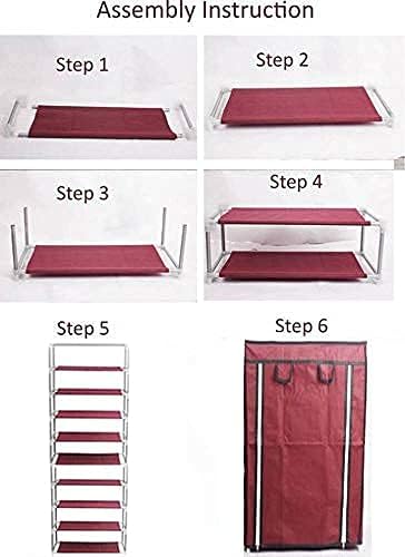 Image of ClearSpace Multipurpose Baby Wardrobe /Cabinet /Multipurpose Storage Rack, Foldable, Collapsible Fabric Wardrobe Organizer for Clothes (Plastic and Non Woven Fabric) (Black, 9 - Layer)