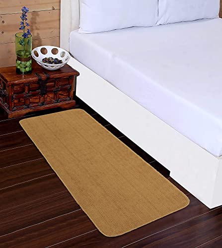 Image of THE HOME TALK Modern Polyester Area Rugs | Carpets for Living Room, Kitchen, Kid's Room, Bedroom | Microfiber Polyester Rugs | Shaggy Floor Carpet | Anti Skid Store (Camel, 50 x 150 cm)