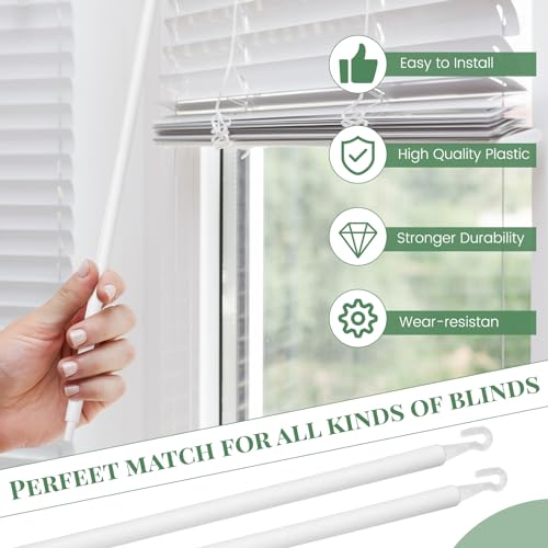 2 Sets 24Inch Blind Wand Replacement with Hook, Blind Opener Horizontal Window Blinds Vertical Blinds for Windows, Blind Parts Curtain Wand White Mini Blinds (2) by Quxddy - Used condition - Image 6