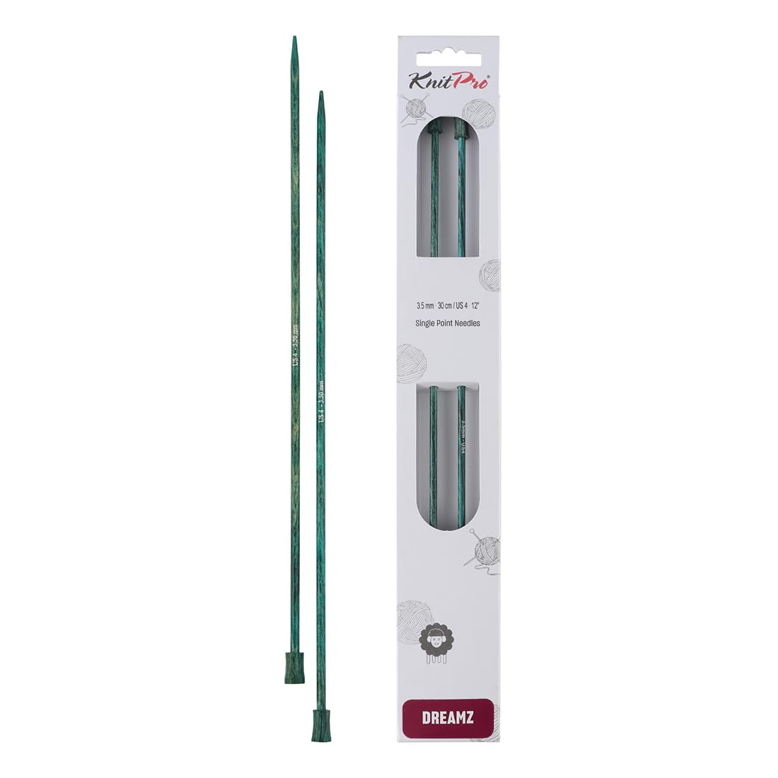 KnitPro Dreamz Single Pointed Needles 12" (30cm), Aquamarine, 3.50mm
