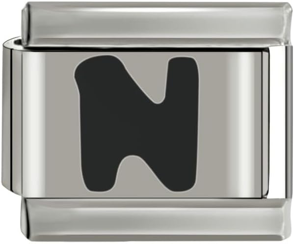 papasgix Italian Charms, Black Initial Italian Charms, 9mm Italian Charm Bracelet Link