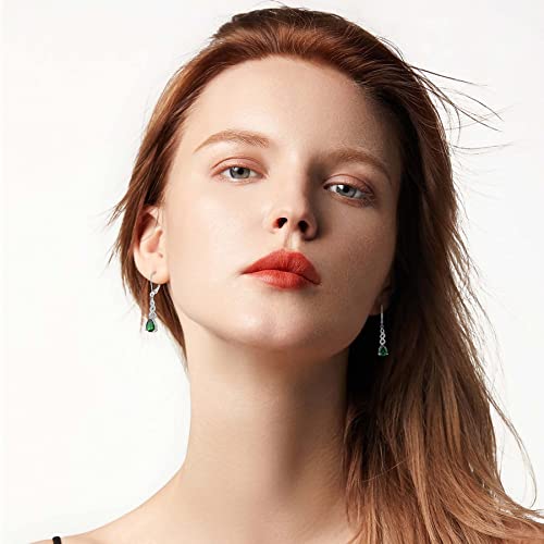 Women Formal Earrings Evening Wear - Guesma 8X6Mm Sterling Silver Leverback Earrings Emerald Teardrop Created Birthstone Crystal - Dangle Earrings For Women Infinity Jewelry #TOP3