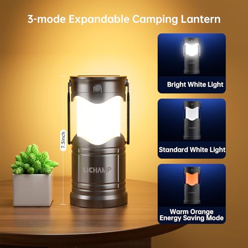 image for Lichamp 4-Pack Solar Camping Lantern, USB Rechargeable LED Lanterns Ba
